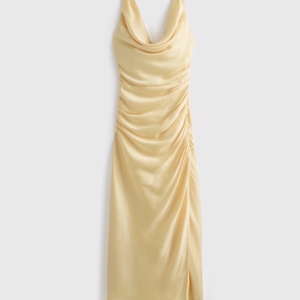 NWT Abercrombie & Fitch Cowl Neck Draped Maxi Dress in Sunny Yellow